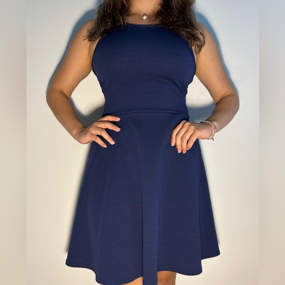 Flowy modest blue dress